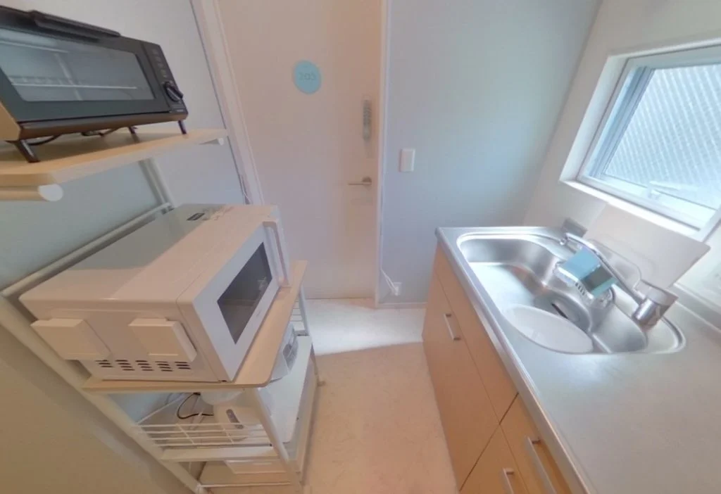 Kitchen and microwave