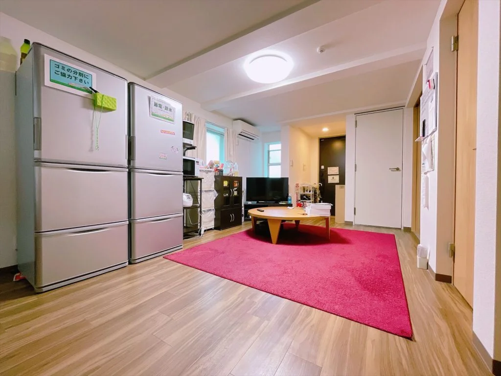 Living room and refrigerator