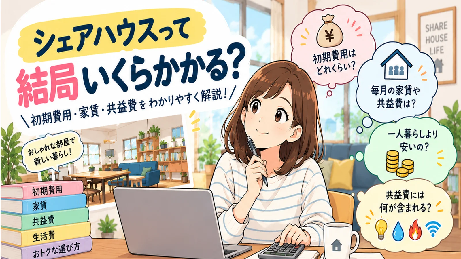 シェアハウスの費用はいくら？初期費用・家賃・共益費を解説